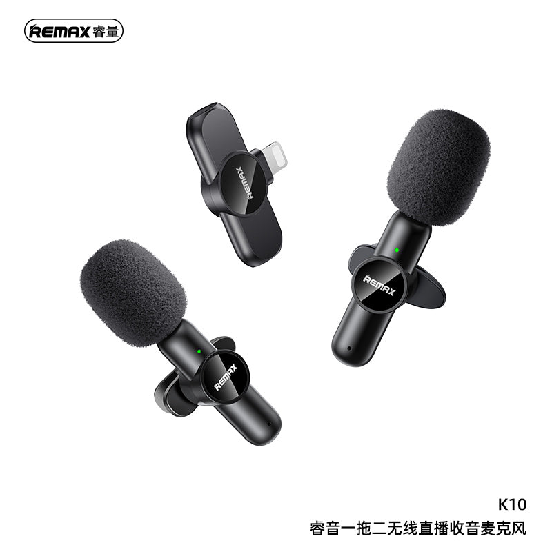 REMAX Ryusic Series One-to-Two Live-Stream Wireless Microphone K10 Type-C Black