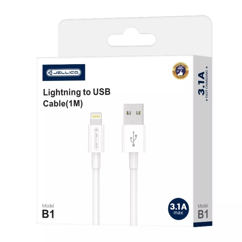 Jellico USB to Lightning Cable (3.1 A) 1 meter JELLICO B1 (Box/blister) white
